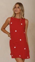 Natala Shift Mini Dress - Red/White Polka Dot
