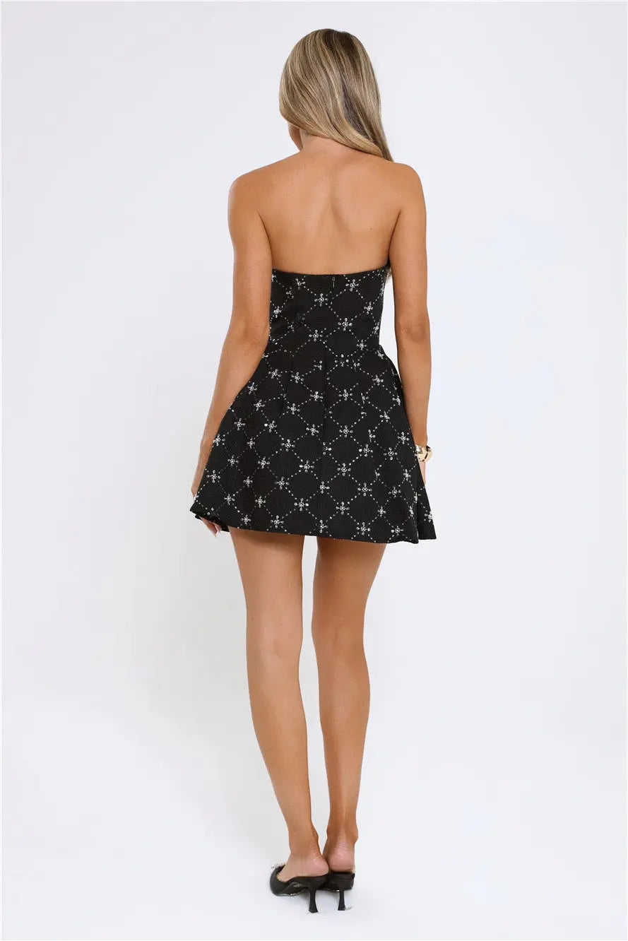 Private Jet Pending Strapless Mini Dress Black