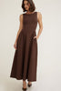 Iris Flared Ponte Maxi Dress-Bitter Chocolate Burgundy
