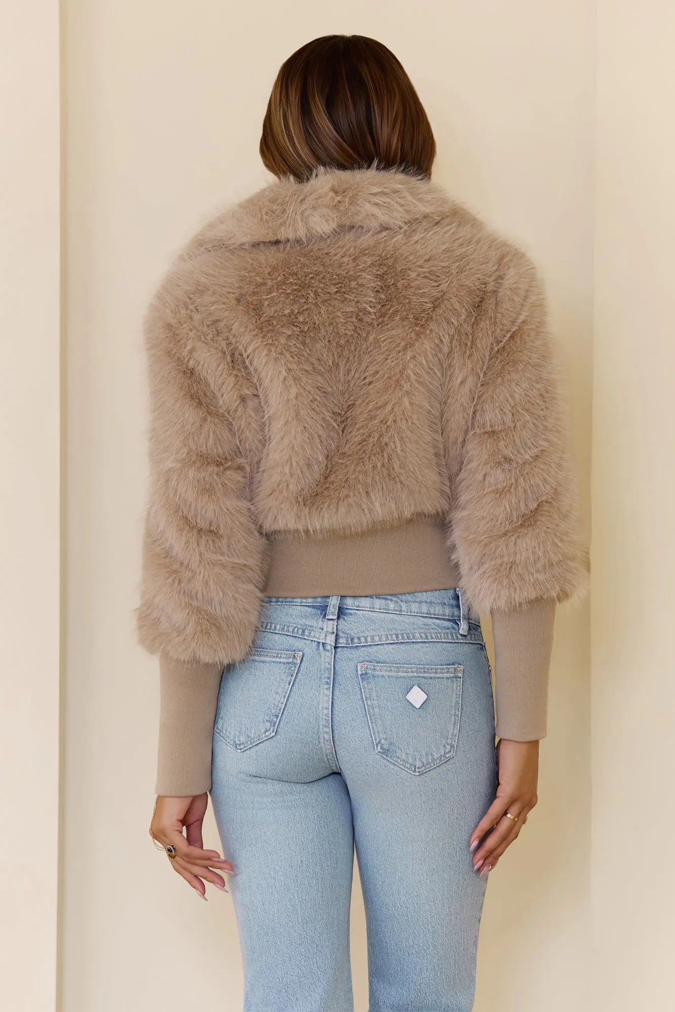 Midnight Whimsy Faux Fur Jacket Taupe