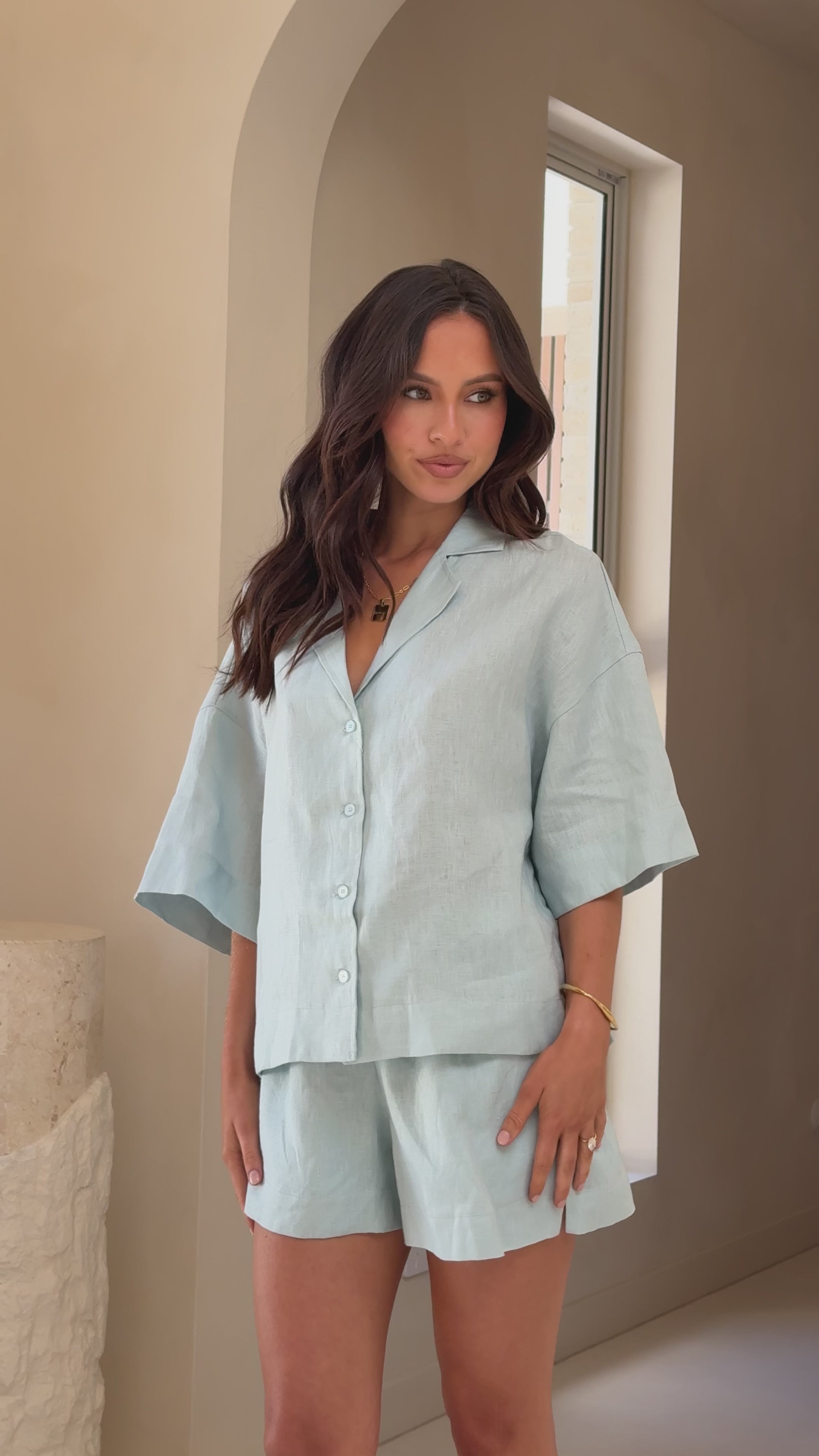 Luna Button Up Shirt - Blue