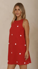 Natala Shift Mini Dress - Red/White Polka Dot