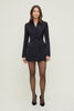 Chrishelle Satin Blazer Romper Mini Dress-Jet Black