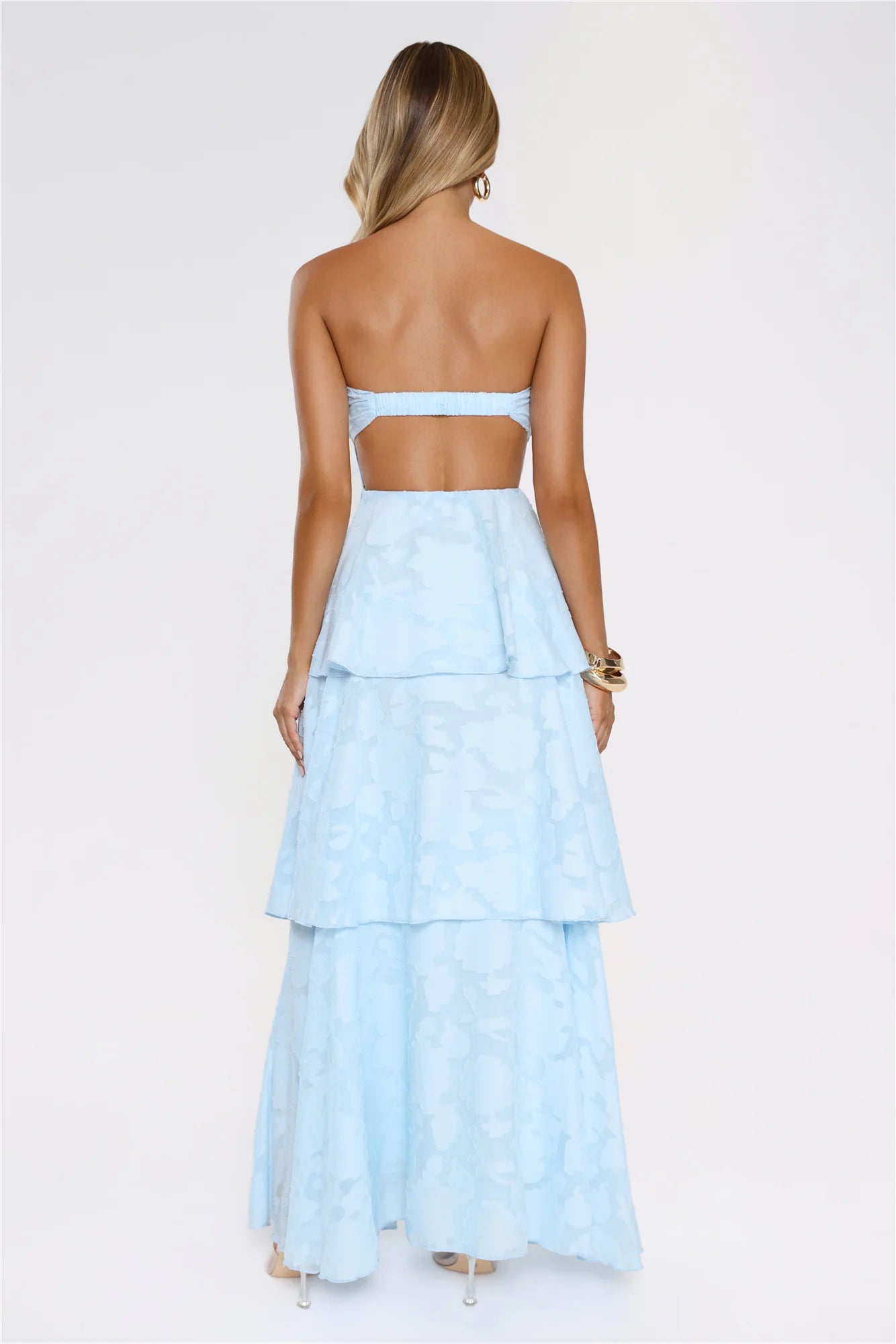 Frost Flare Strapless Maxi Dress Blue